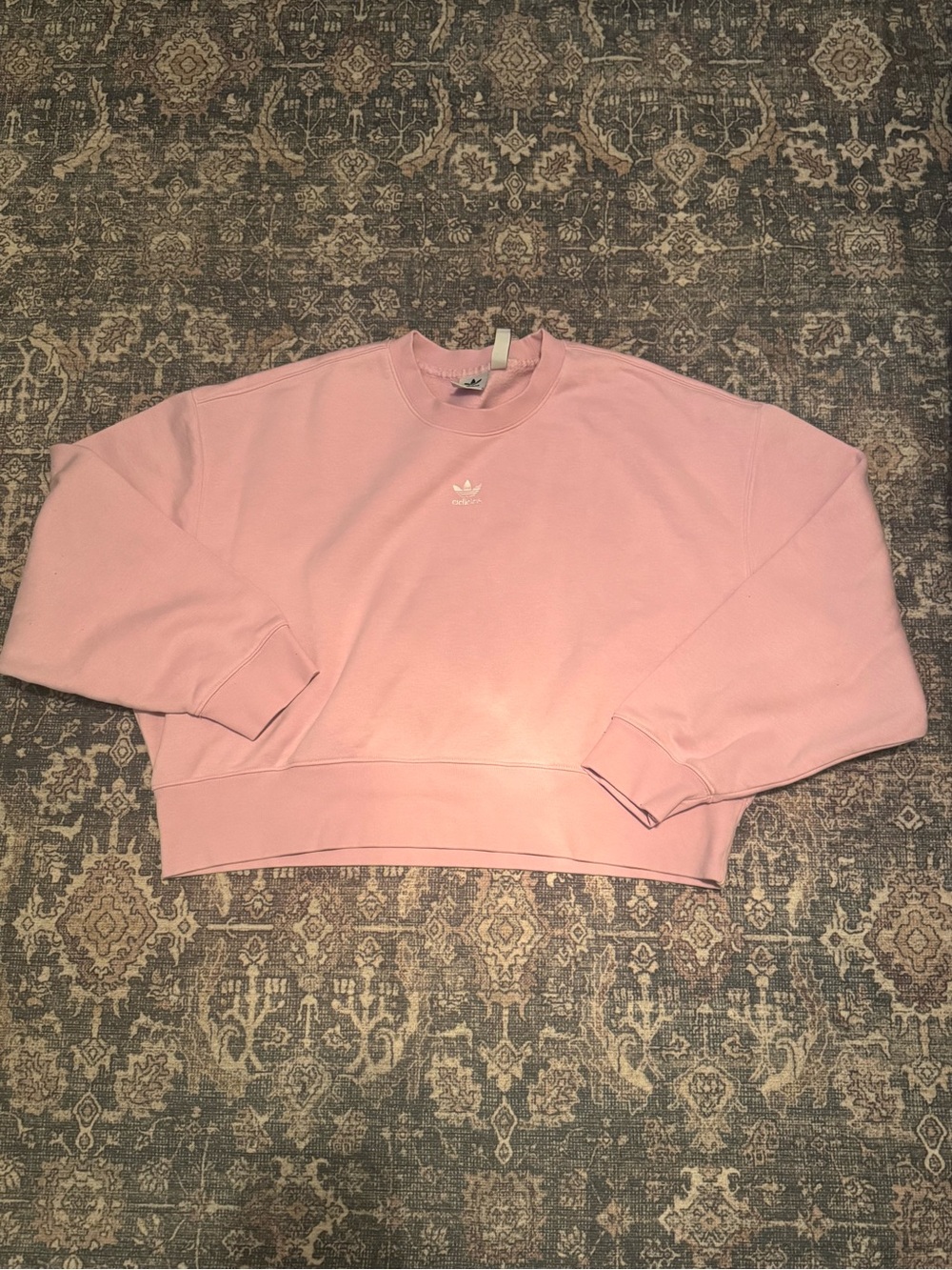 adidas Originals Pastel Pink Cropped Crewneck Sweatshirt